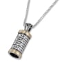 9K Gold and Sterling Silver Spinning Cylinder Necklace with Angels' Names - 2