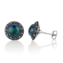 Marina Jewelry Sterling Silver Bordered Round Eilat Stone Stud Earrings - 1