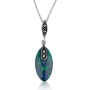 Marina Jewelry Sterling Silver Oval Eilat Stone Drop Necklace - 1