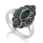 Marina Jewelry Sterling Silver Curlicue Frame Eilat Stone Ring - 1