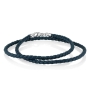 Marina Jewelry Blue Leather Double-Wrap Braided Bracelet  - 1