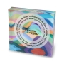 Jordana Klein Multicolored Glassy Cube With Circular Home Blessing (Hebrew/English) - 2