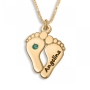 Sterling Silver Baby's Footprints Mom Necklace with Birthstone - 2