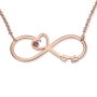 Sterling Silver English / Hebrew Infinity Name Necklace with Heart and Birthstone - Color Option - 6