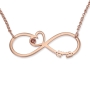 14K Gold English Hebrew Infinity Name Necklace with Heart and Birthstone - 2