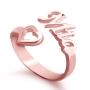 Sterling Silver Hebrew Name Ring with Heart - Color Option - 9
