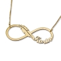 14K Gold Double Thickness English / Hebrew Infinity Name Necklace with Feather - 5