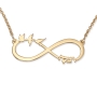 Gold Plated Double Thickness Hebrew / English Infinity Name Necklace - Three Little Birds - 1