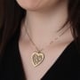 Hebrew/English Heart-Shaped Name Necklace With Family Tree Design And Birthstones - 4