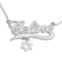 Sterling Silver Customizable Name Necklace with Star of David Charm - 1