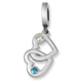 Double Thickness Interlocked Hearts Sterling Silver Charm with Birthstones - 1