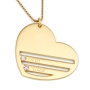Gold Plated English / Hebrew up to Four Kids' Names Heart Mom Necklace with Birthstones - 1