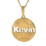 14K Gold English Laser-Cut Soccer Ball Name Necklace - 2