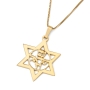 Unisex Star of David and Am Yisrael Chai Necklace - Silver or Gold Plated - 8