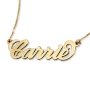 24K Gold Plated Silver Name Necklace in English - (Carrie Script) - 2