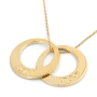 24K Yellow Gold Plated Hebrew Name Rings Mom Necklace (Up to 5 Names)  - 1