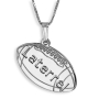 Sterling Silver Laser-Cut Football English / Hebrew Name Necklace - 2