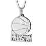 Sterling Silver Basketball English / Hebrew Name Necklace - 3