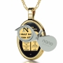 The Ten Commandments 24K Gold Plated and Onyx Necklace Micro-Inscribed with 24K Gold  - 3