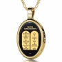The Ten Commandments 24K Gold Plated and Onyx Necklace Micro-Inscribed with 24K Gold  - 1
