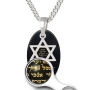 Sterling Silver and Onyx Oval Necklace with Star of David Necklace and Micro-Inscribed Shema Yisrael (Deuteronomy 6:4-9) - 4