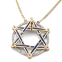 Anbinder Jewelry 14K Yellow Gold and Blue Enamel Openable Star of David Necklace With White Diamond Halo - 4