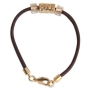  Brown Leather and Gold Plated Kabbalah Bracelet - Evil Eye - 1
