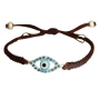 Brown String Kabbalah Bracelet with Swarovski Stones - Evil Eye - 1
