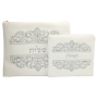 Faux Leather Tallit & Tefillin Bag Set With Ornate Design (White) - 1