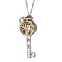 Sterling Silver Key Necklace with Gold Tree of Life and Diamond Stone (Five Metals) - 1