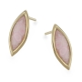 Adina Plastelina 24K Gold Plated Sterling Silver Olive Leaf Stud Earrings – Rose Quartz - 1