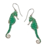 Adina Plastelina 925 Sterling Silver Seahorse Earrings - Translucent Jade - 1