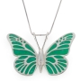 Adina Plastelina Silver Butterfly Necklace - Variety of Colors - 4