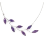 Adina Plastelina Olive Branch Silver Necklace - Purple - 1