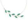 Adina Plastelina 24K Gold Plated Olive Branch Necklace - Translucent Jade - 1