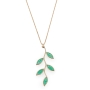 Adina Plastelina 24K Gold Plated Olive Branch Necklace – Translucent Jade - 2