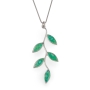 Adina Plastelina 925 Sterling Silver Olive Branch Necklace – Translucent Jade - 1