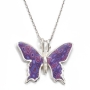 Adina Plastelina Silver Small Butterfly Necklace - Variety of Colors - 4