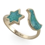 Adina Plastelina Dove and Star of David Gold Plated Adjustable Ring - Variety of Colors - 2