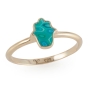 Adina Plastelina 24K Gold Plated Silver Hamsa Ring – Turquoise  - 1