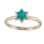 Adina Plastelina 24K Gold Plated Silver Star of David Ring – Turquoise  - 1