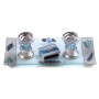 Painted Glass Candlesticks, Matches and Tray: Blue Tulips. Lily Art - 1