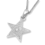 14K Gold Star Pendant with Central Diamond Stone - 1