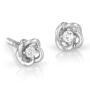 Petite 14K Gold 4-Pronged Diamond Stud Earrings With Chic Knotted Design (Choice of Color) - 1
