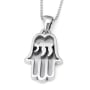 Sterling Silver Hamsa Pendant Necklace with Chai - 2