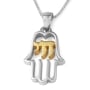 Sterling Silver Hamsa Pendant Necklace with Chai - 6