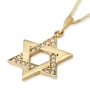 Exquisite 14K Yellow Gold and Cubic Zirconia Interlocking Star of David Pendant Necklace - 3