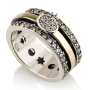 9K Gold and Sterling Silver Pomegranate Spinning Ring With Cubic Zirconia - 1