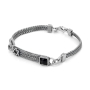 Star of David Men's Sterling Silver & Black Onyx Stone Bracelet With Priestly Blessing - 3