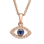 18K Gold Evil Eye Pendant Necklace With Diamond Accent - 5